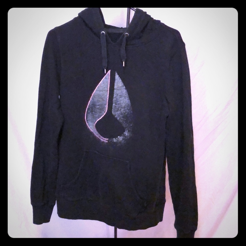 Nixon black hoodie with pink and get front logo